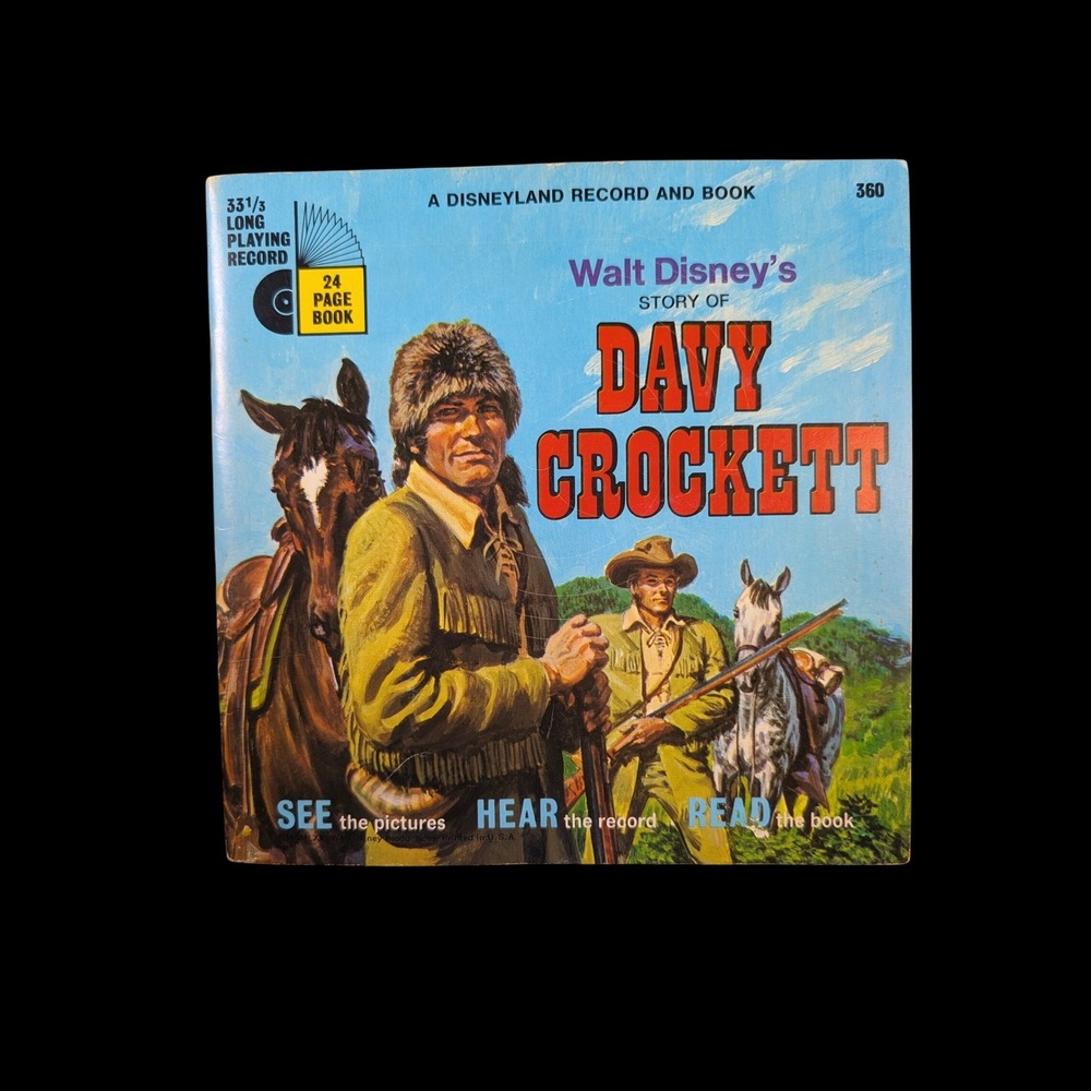 Walt Disney Story of Davy Crockett 1971 Disneyland Record and Book 360 Vintage